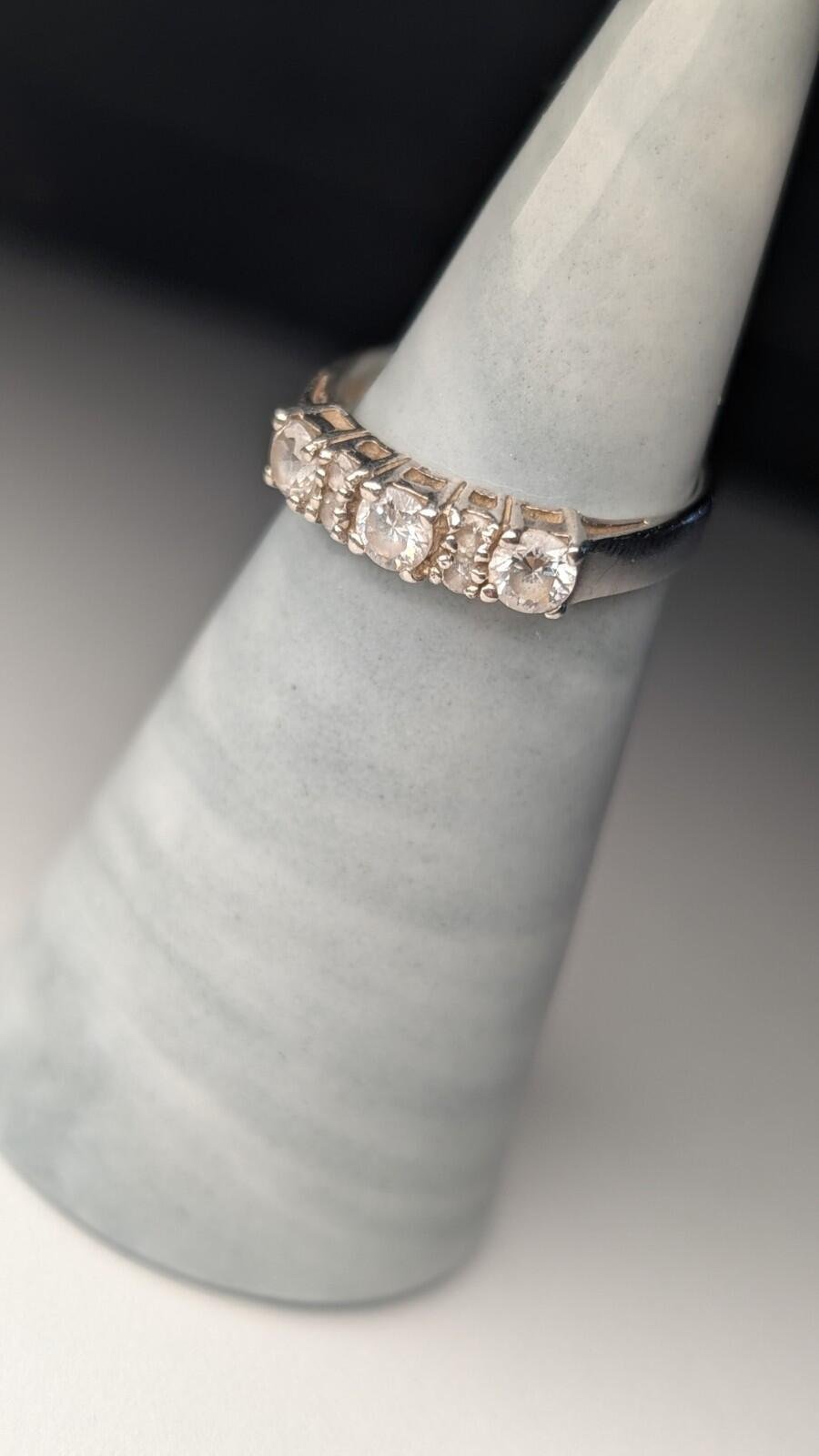 Vintage Sterling Silver CZ Clear Gemstone Ring | Size M | 925 Silver - Image 5