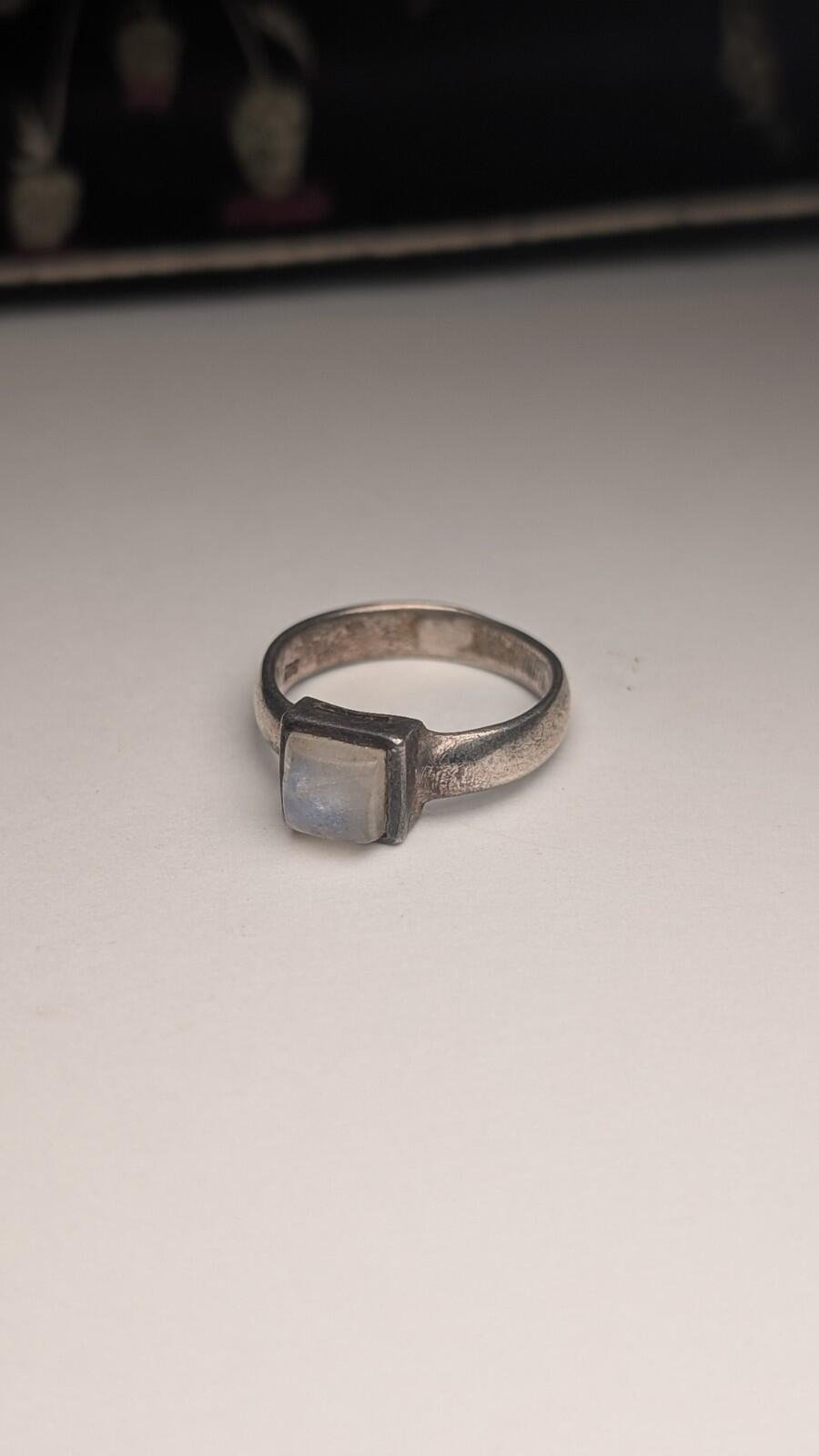 Vintage Sterling Silver Moonstone Band Ring | Size M 1/2 | 925 Silver - Image 2