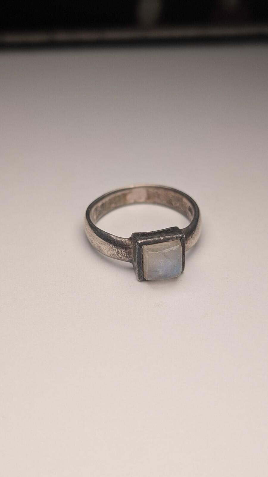 Vintage Sterling Silver Moonstone Band Ring | Size M 1/2 | 925 Silver - Image 4