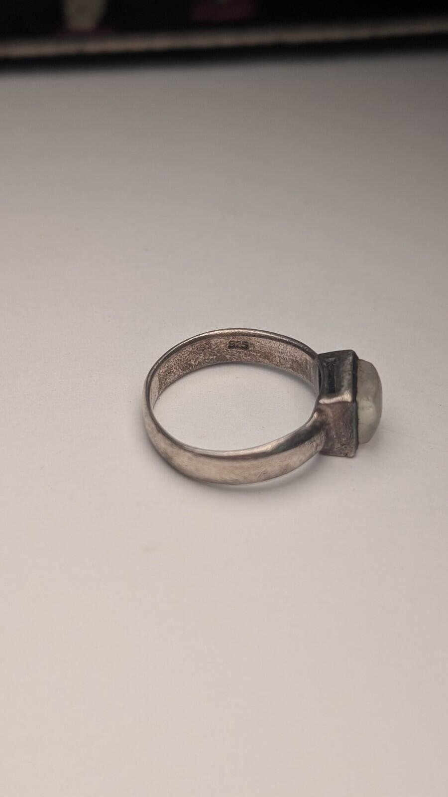 Vintage Sterling Silver Moonstone Band Ring | Size M 1/2 | 925 Silver - Image 6