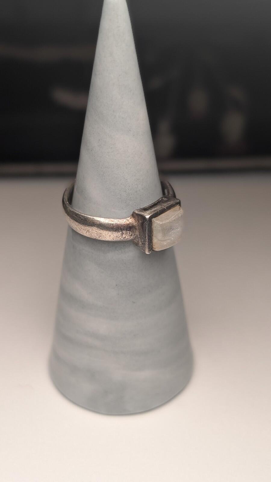 Vintage Sterling Silver Moonstone Band Ring | Size M 1/2 | 925 Silver - Image 7