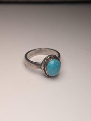 Vintage Sterling Silver Blue Turquoise Ring | Size O 1/2 | 925 Silver
