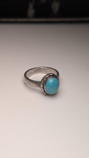 Vintage Sterling Silver Blue Turquoise Ring | Size O 1/2 | 925 Silver