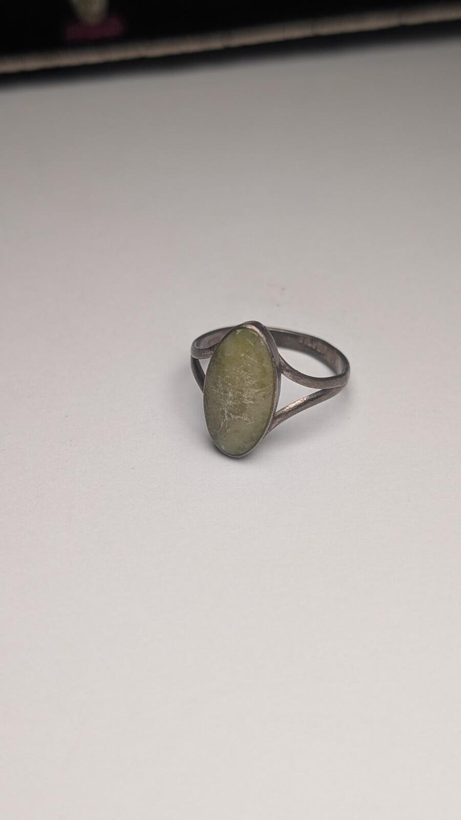 Vintage Sterling Silver Yellow Serpentine Ring | Size K 1/2 | 925 Silver - Image 2