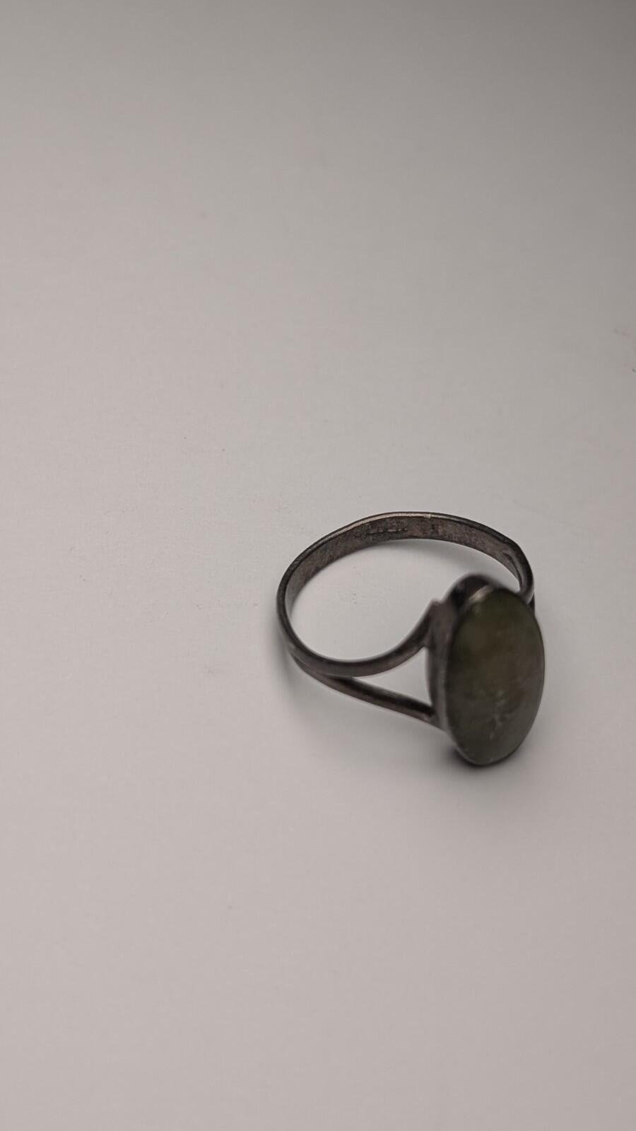 Vintage Sterling Silver Yellow Serpentine Ring | Size K 1/2 | 925 Silver - Image 3