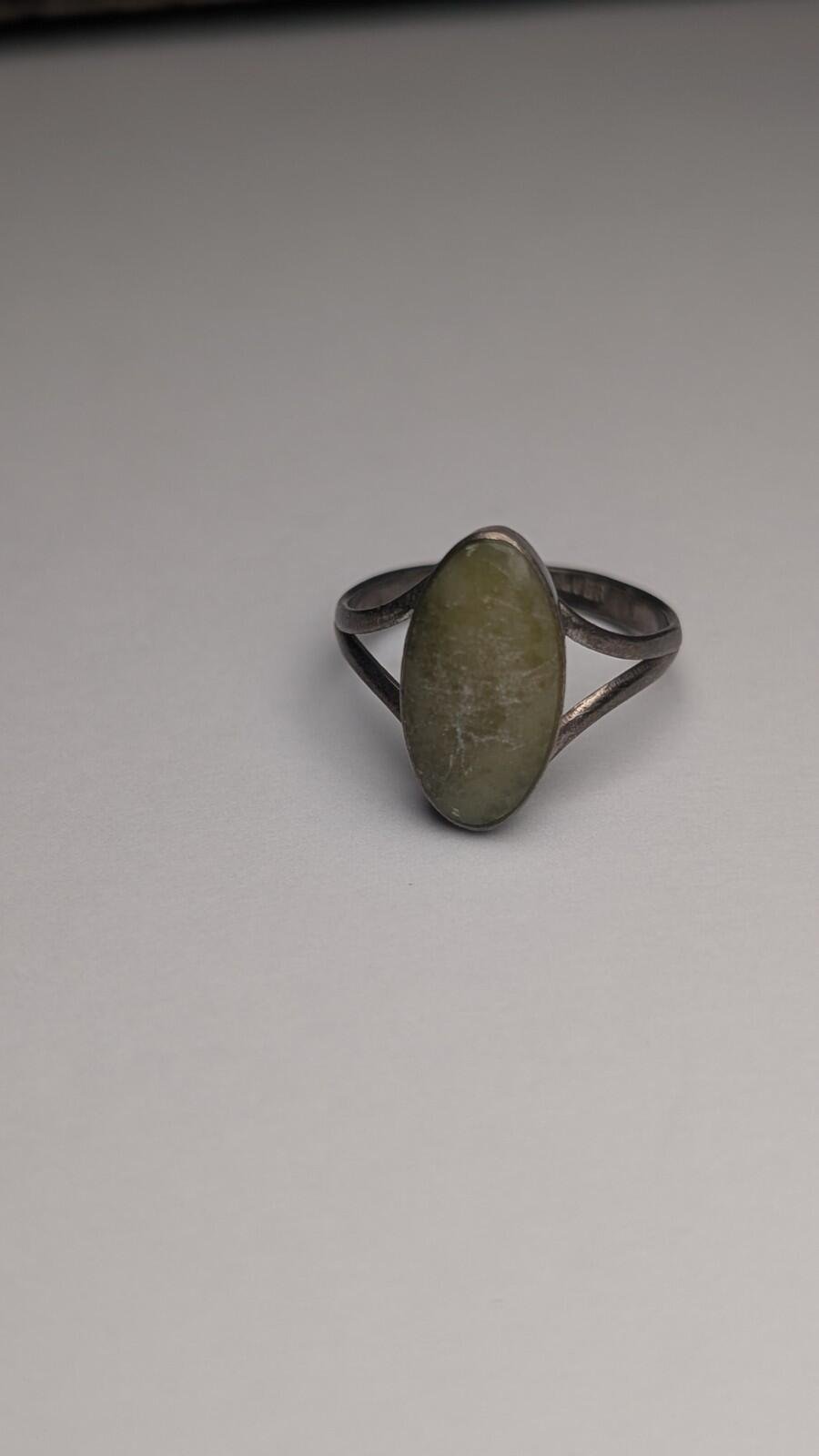 Vintage Sterling Silver Yellow Serpentine Ring | Size K 1/2 | 925 Silver - Image 5