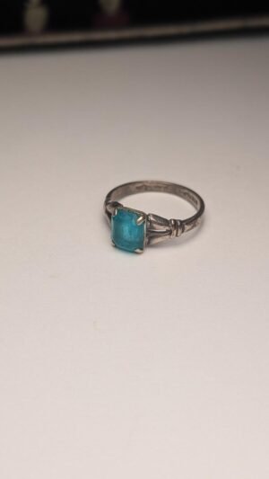 Vintage Sterling Silver Blue Apatite Ring | Size L 1/2 | 925 Silver
