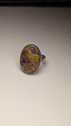 Vintage Sterling Silver Oval Atlantisite Gemstone Ring | Size P | 925 Silver