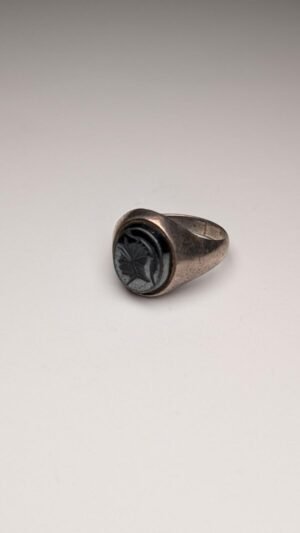 Vintage Sterling Silver 1985 Hematite Intaglio Ring | Size J | 925 Silver