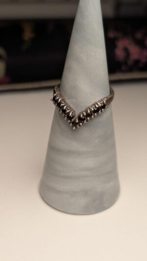 Vintage Sterling Silver 1986 Chevron Sapphire Ring | Size L 1/2 | 925 Silver