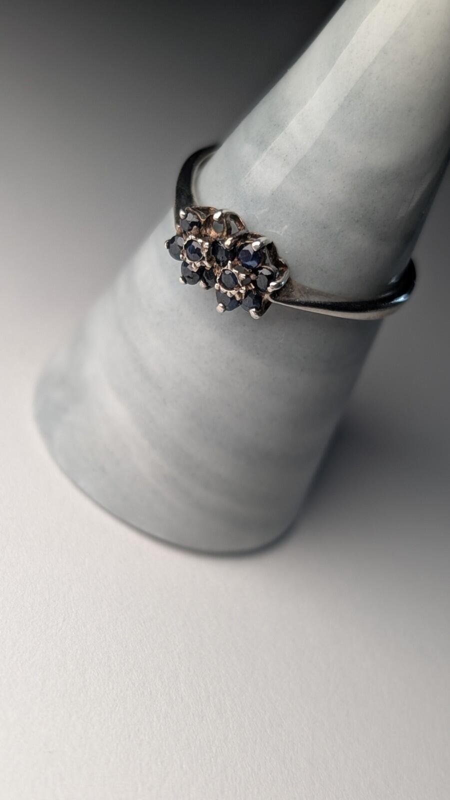 Vintage Sterling Silver 1980 Sapphire Ring | Size W | 925 Silver | Missing Stone