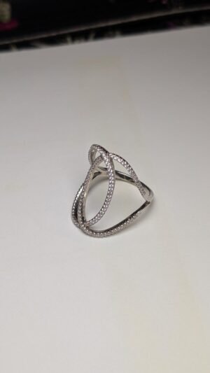 Vintage Sterling Silver Clear CZ Cocktail Ring | Size R | 925 Silver