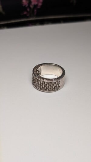 Vintage Sterling Silver CZ Thick Band Ring | Size M | 10.6g | 925 Silver