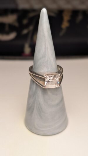Vintage Sterling Silver CZ Stone Ring | Size N | 925 Silver