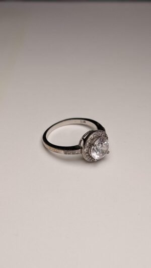Vintage Sterling Silver Clear CZ Stones Ring | Size L 1/2 | 925 Silver