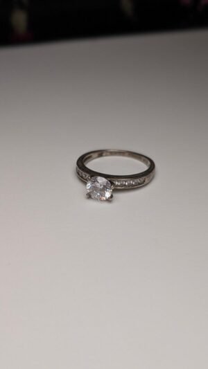 Vintage Sterling Silver Clear CZ Gemstone Ring | Size N | 925 Silver
