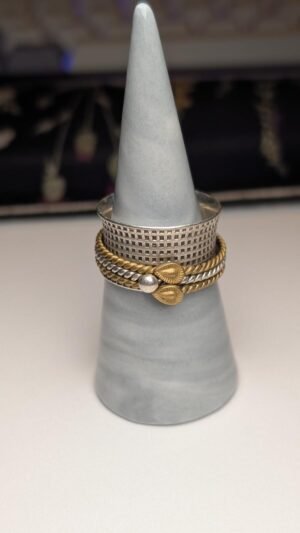 Vintage Sterling Silver & Gold Tone Spinner Ring | Size T 1/2 | 925 Silver