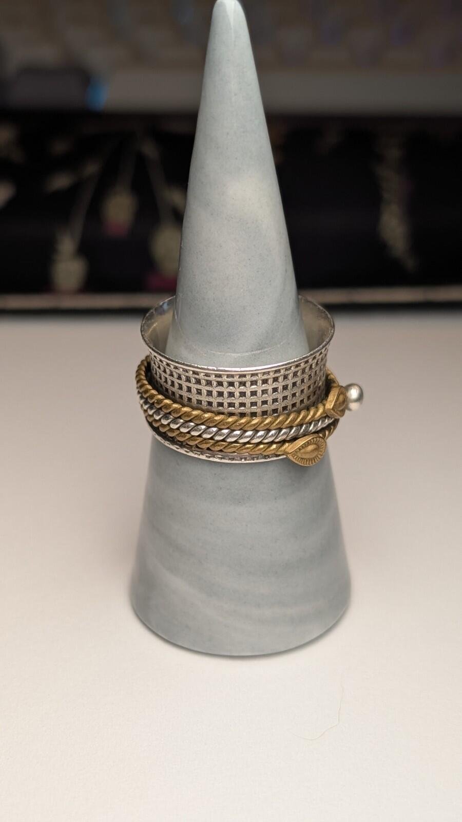 Vintage Sterling Silver & Gold Tone Spinner Ring | Size T 1/2 | 925 Silver - Image 7