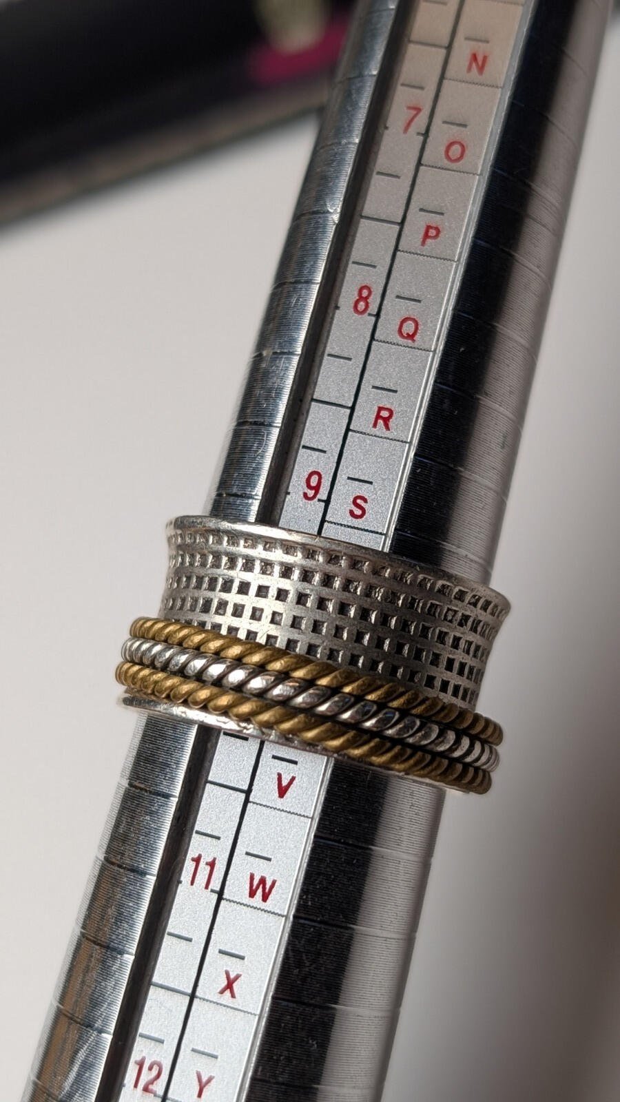 Vintage Sterling Silver & Gold Tone Spinner Ring | Size T 1/2 | 925 Silver - Image 9