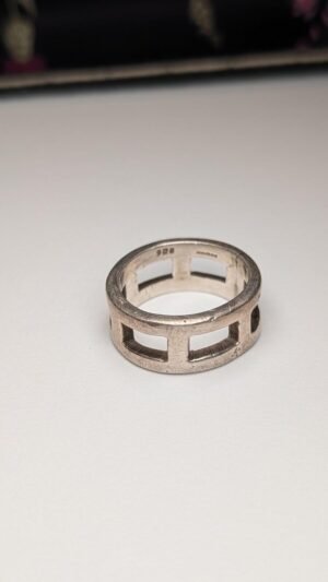 Vintage Sterling Silver Openwork Mens Ring | Size Q | 9.6g | Made In London 2006