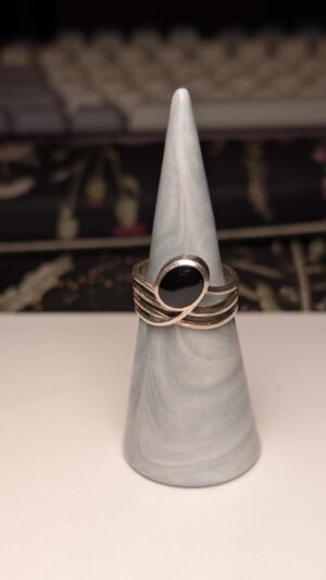 Vintage Sterling Silver Black Onyx Ring | Size O 1/2 | 925 Silver