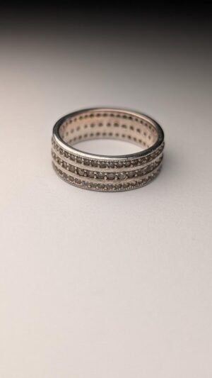 Vintage Sterling Silver 3 Row CZ Gemstones Ring | Size N | 925 Silver