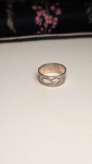 Vintage Sterling Silver Openwork Band Ring | Size M 1/2 | 925 Silver