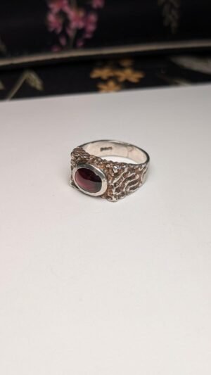 Vintage Sterling Silver 1975 Almandine Garnet Ring | Size P | 925 Silver