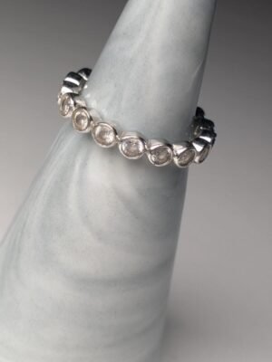 Vintage Sterling Silver Eternity Gemstone Ring | Size M | 925 Silver