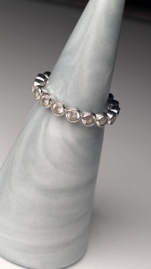 Vintage Sterling Silver Eternity Gemstone Ring | Size M | 925 Silver