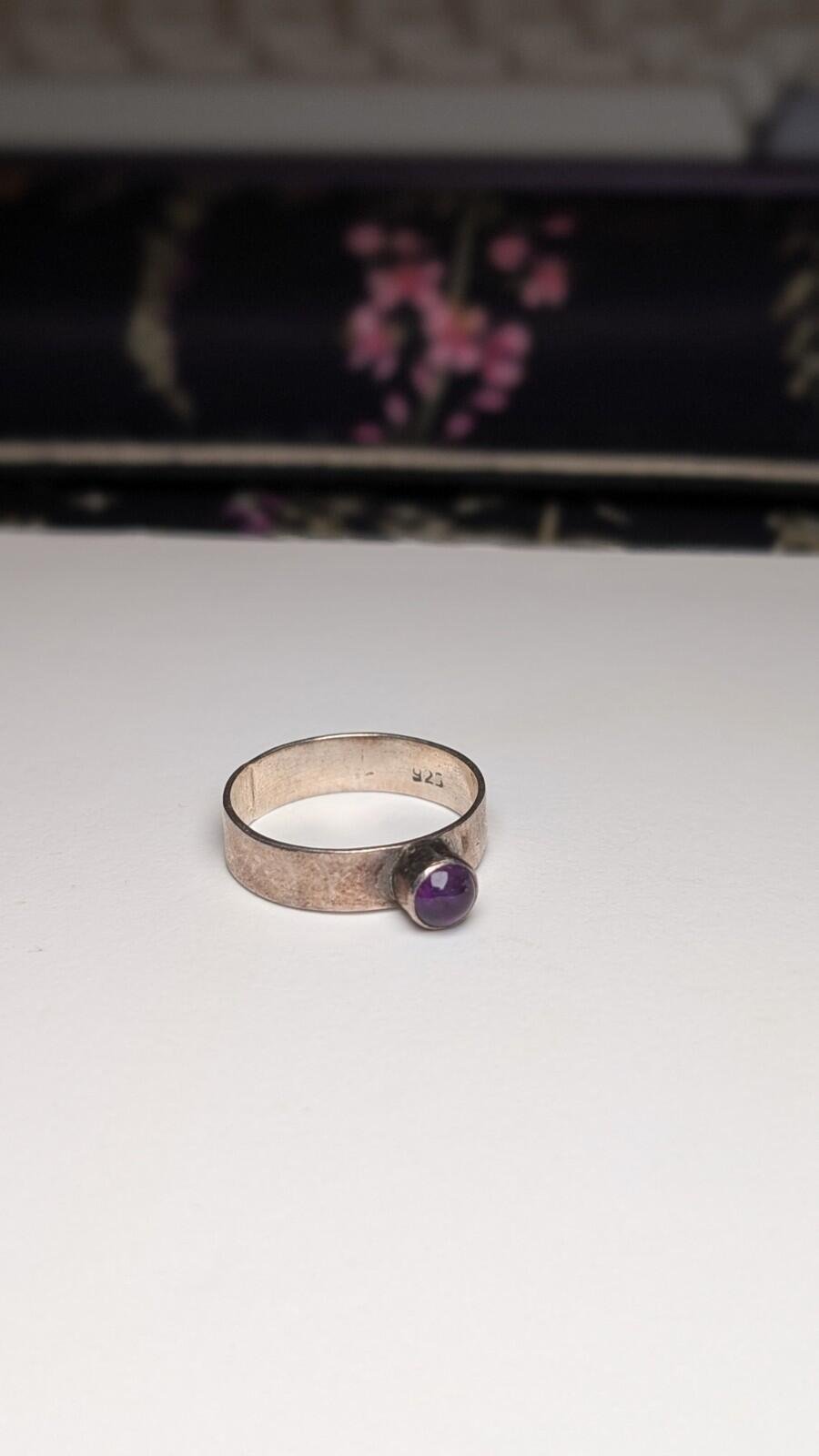 Vintage Sterling Silver Purple Amethyst Ring | Size R 1/2 | 925 Silver - Image 2
