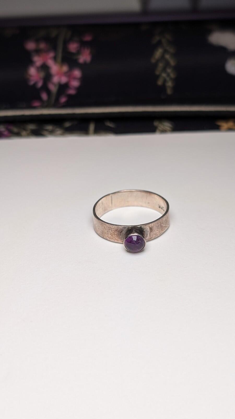 Vintage Sterling Silver Purple Amethyst Ring | Size R 1/2 | 925 Silver - Image 4