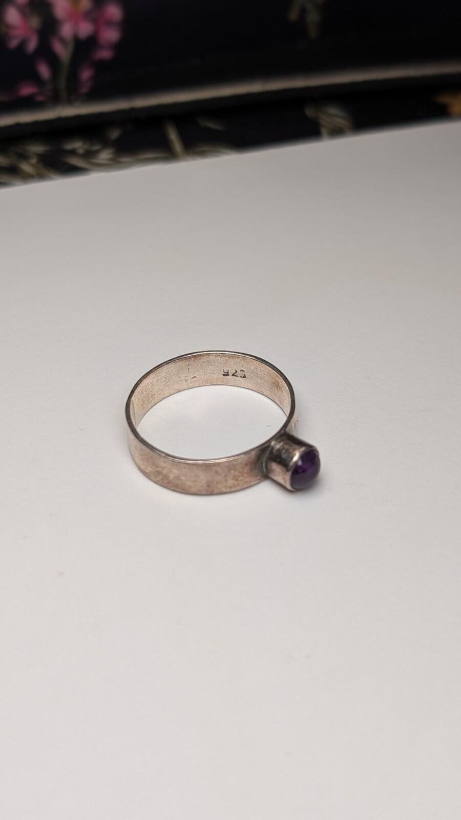 Vintage Sterling Silver Purple Amethyst Ring | Size R 1/2 | 925 Silver - Image 5