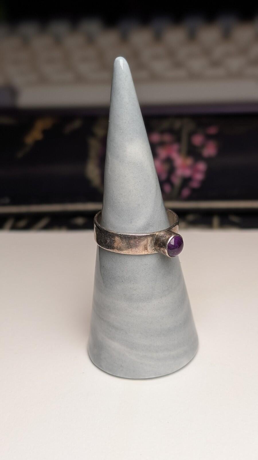 Vintage Sterling Silver Purple Amethyst Ring | Size R 1/2 | 925 Silver - Image 7