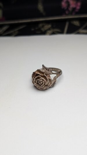 Vintage Sterling Silver 1975 Rose Flower Ring | Size O 1/2 | 925 Silver