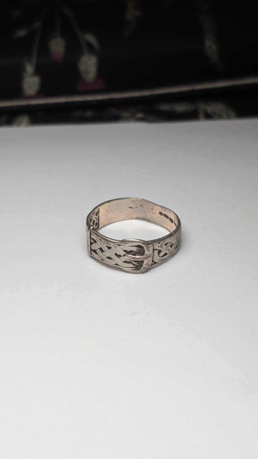 Vintage Sterling Silver Celtic Belt Buckle Ring | Size X 1/2 | 925 Silver