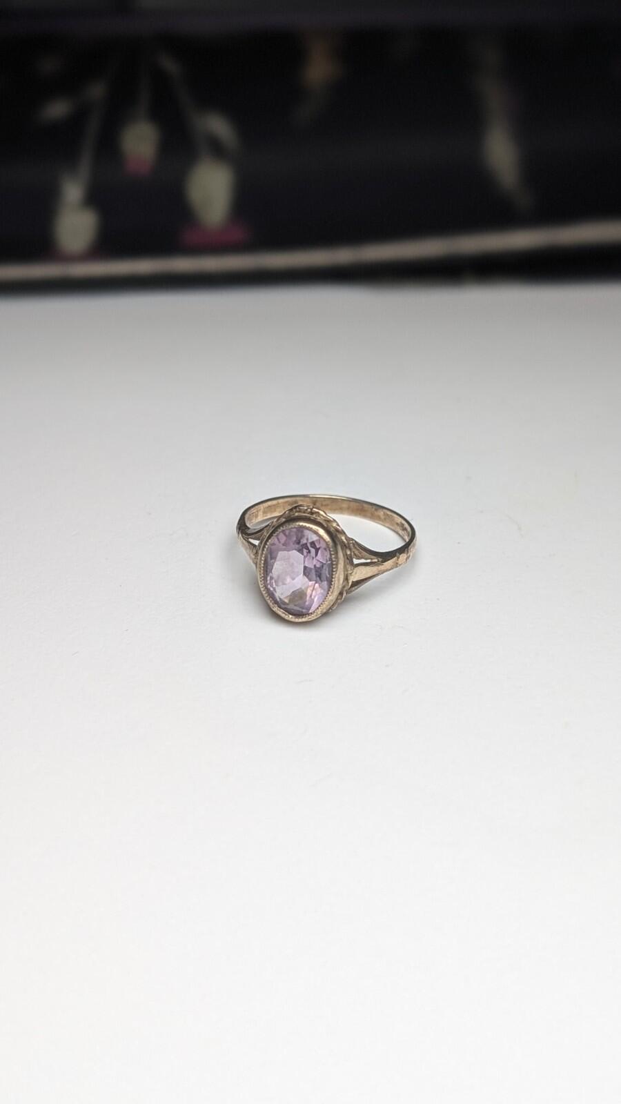 Vintage Sterling Silver 1994 Purple Amethyst Ring | Size Q | 925 Silver