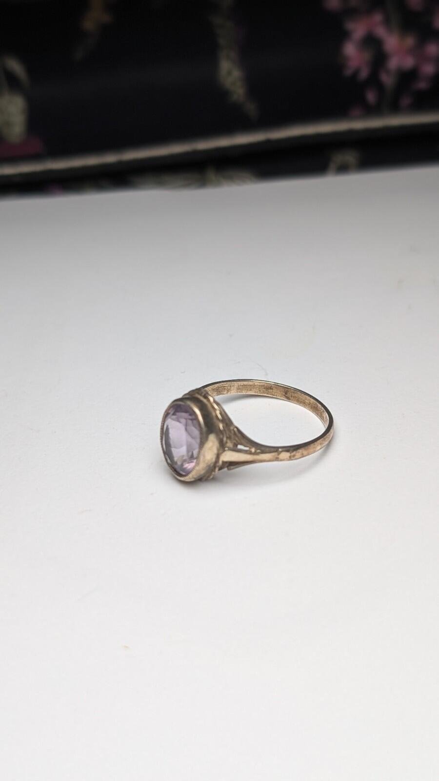 Vintage Sterling Silver 1994 Purple Amethyst Ring | Size Q | 925 Silver - Image 7