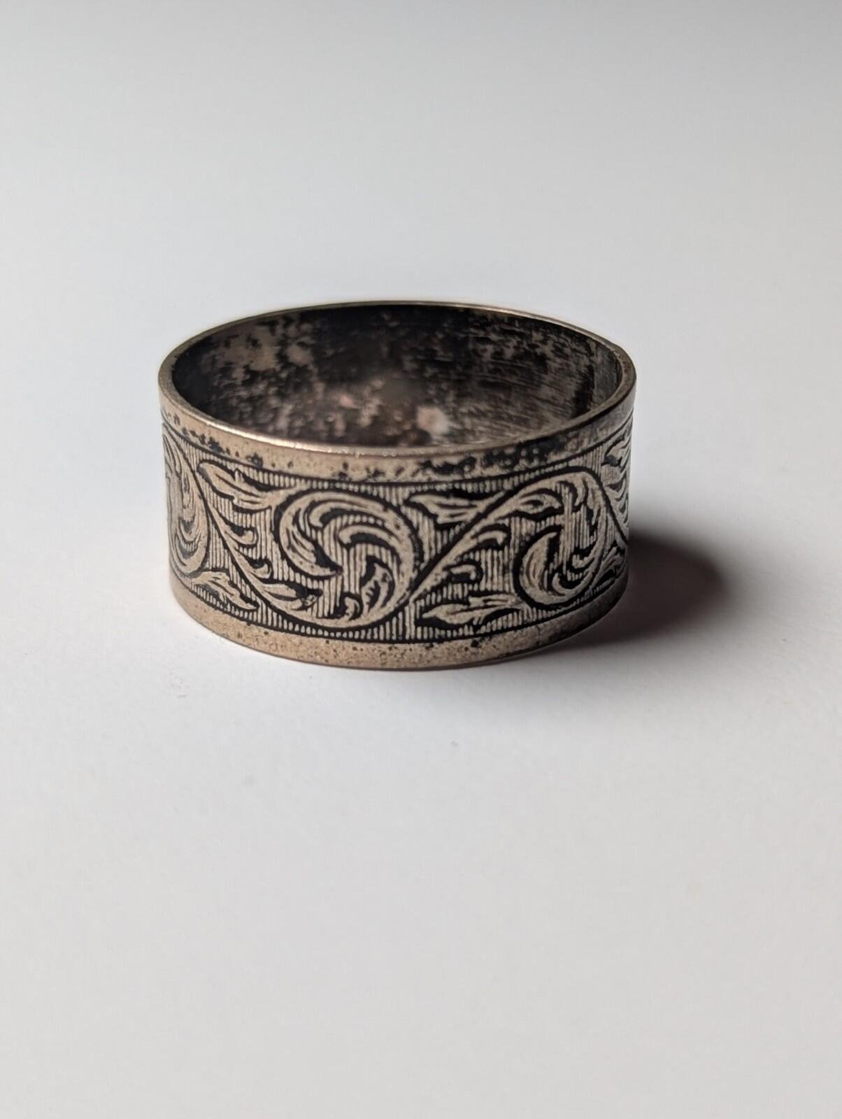 Vintage Sterling Silver Thick Men's Band Ring | Size O 1/2 | 925 Silver