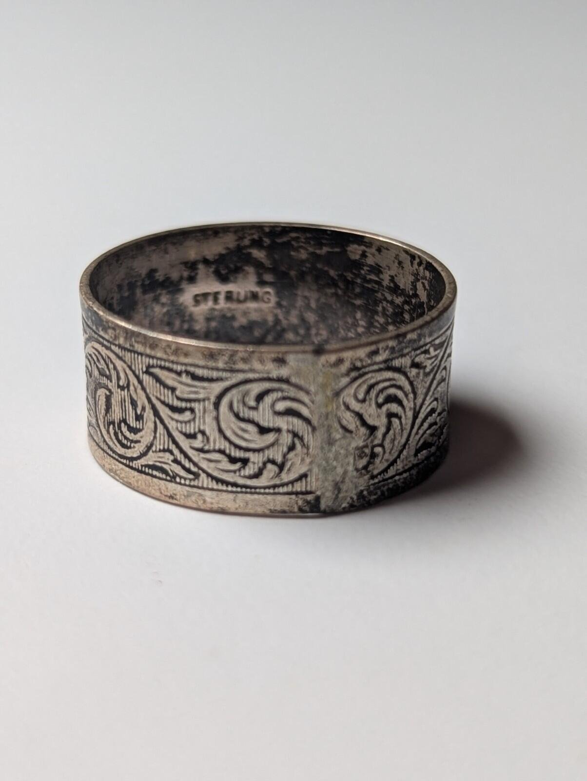 Vintage Sterling Silver Thick Men's Band Ring | Size O 1/2 | 925 Silver - Image 4
