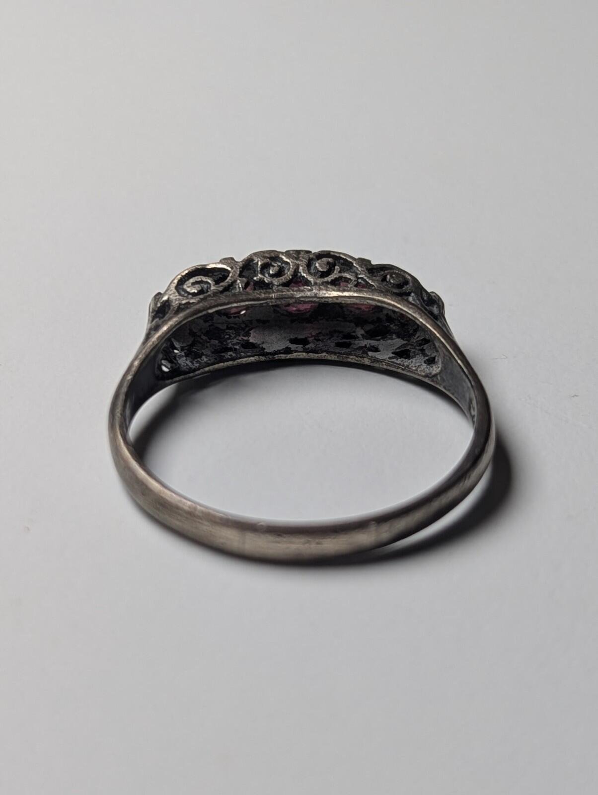Vintage Sterling Silver 5 Row Red Garnet Gemstone Ring | Size W | 925 Silver - Image 6