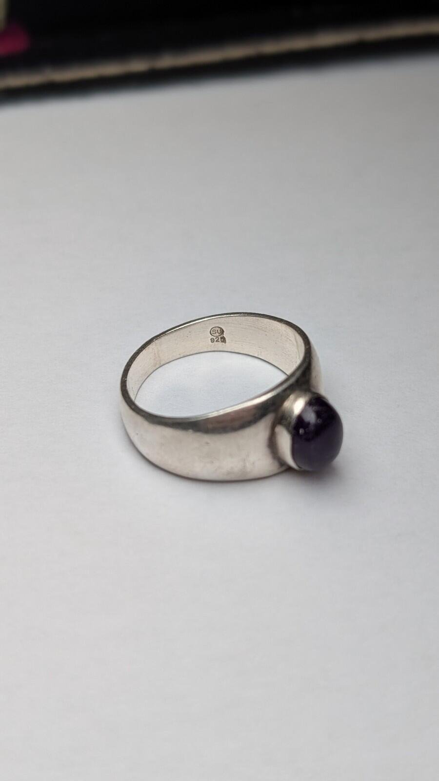 Vintage Sterling Silver Purple Amethyst Ring | Size O | 925 Silver - Image 3