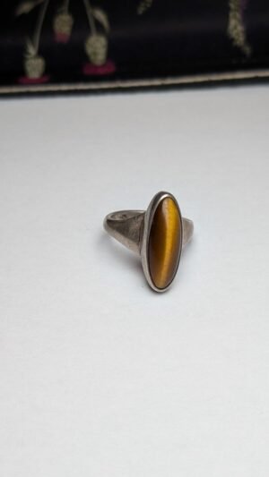Vintage Sterling Silver Tiger's Eye Ring | Size O 1/2 | 925 Silver