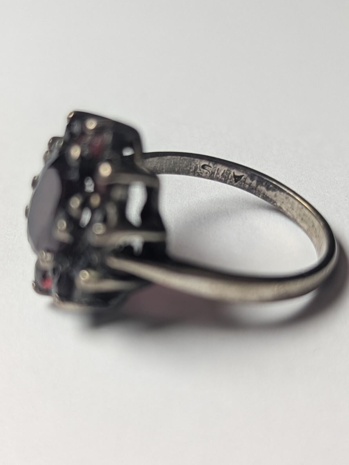 Vintage Sterling Silver Red Garnet Cluster Ring | Size M | 925 Silver - Image 4