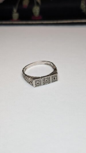 Vintage Sterling Silver DAD Gemstone Ring | Size W | 925 Silver