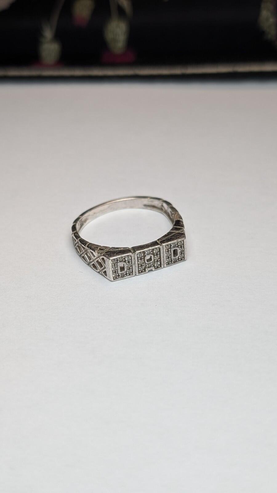 Vintage Sterling Silver DAD Gemstone Ring | Size W | 925 Silver