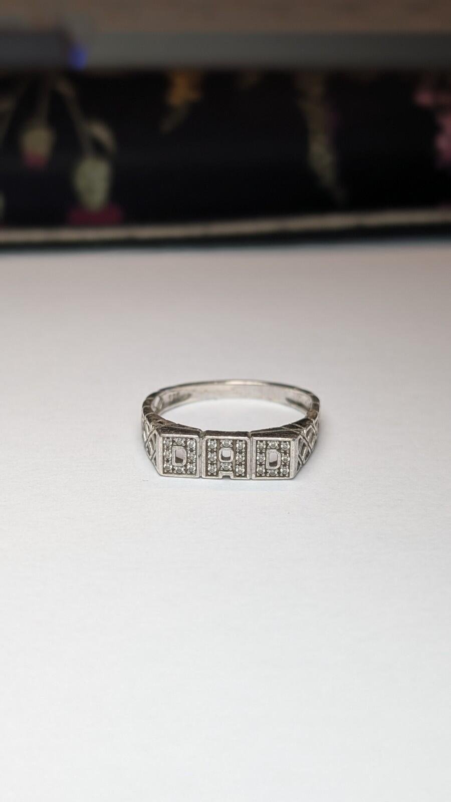 Vintage Sterling Silver DAD Gemstone Ring | Size W | 925 Silver - Image 3