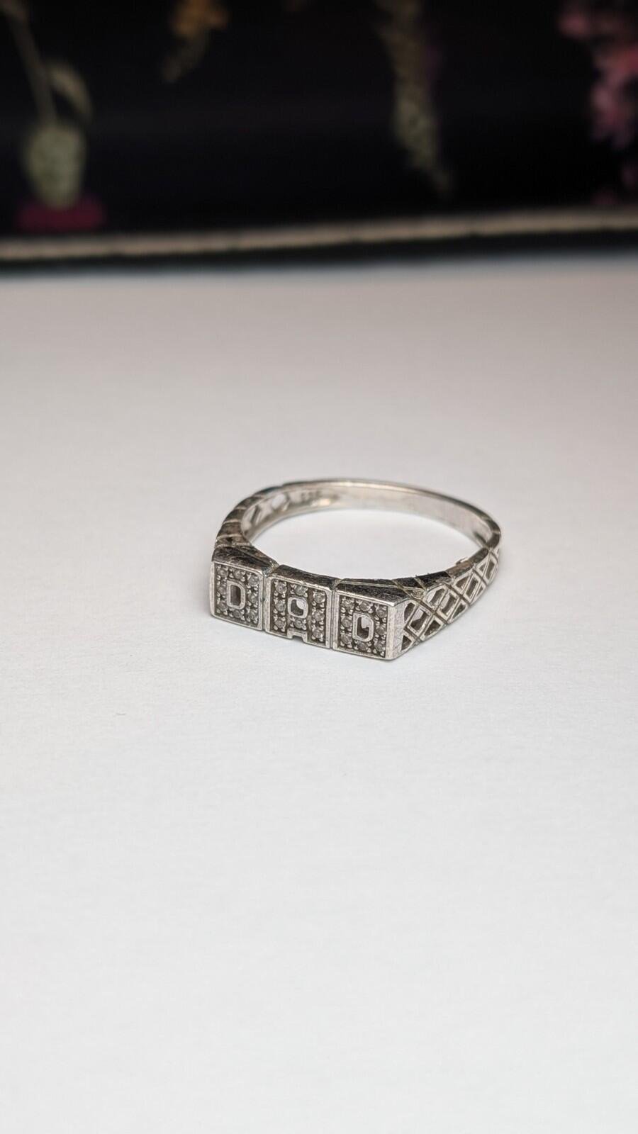 Vintage Sterling Silver DAD Gemstone Ring | Size W | 925 Silver - Image 4