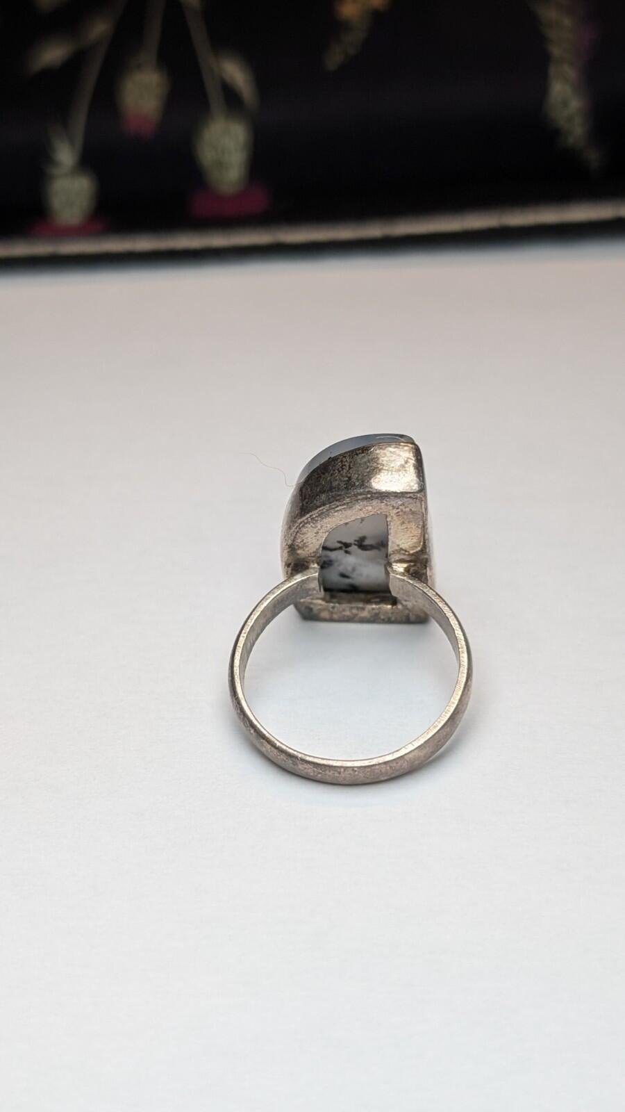 Vintage Sterling Silver Dendritic Opal Ring | Size Q 1/2 | 925 Silver - Image 2
