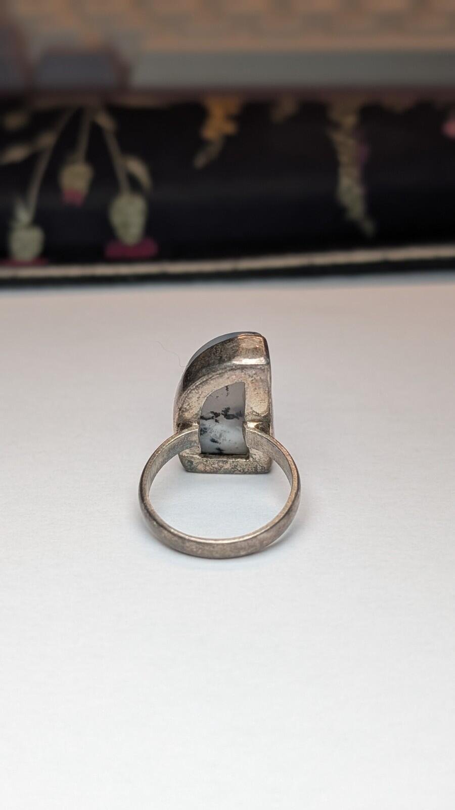 Vintage Sterling Silver Dendritic Opal Ring | Size Q 1/2 | 925 Silver - Image 5